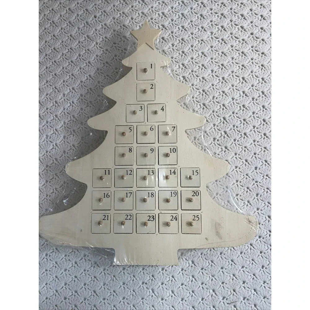 Wooden DIY Christmas Tree Advent Calender Stand Trinket Box Drawers Xmas